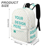 Customizable oxford cloth backpack with 'YOUR DESIGN HERE'. Personalized kids' bookbag with heart pattern, large capacity.