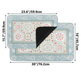 Blue floral desert entrance door mat with dimensions, ideal for indoor and outdoor use