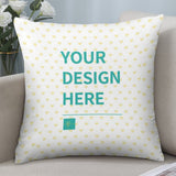 Custom polyester pillowcase with heart pattern and "YOUR DESIGN HERE" text, perfect for bedroom or living room.