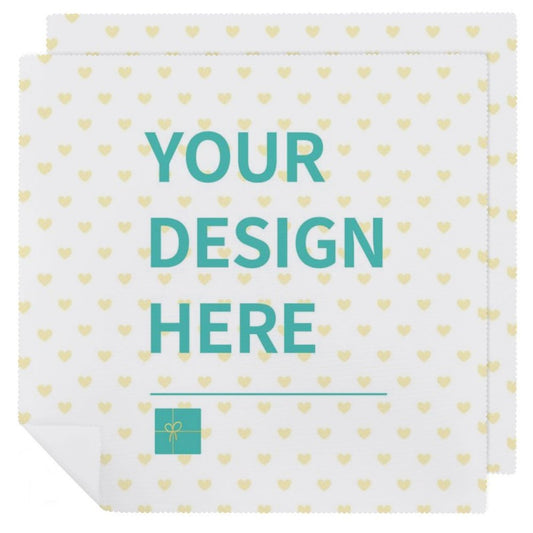 Customizable table napkin with your design, white with hearts pattern