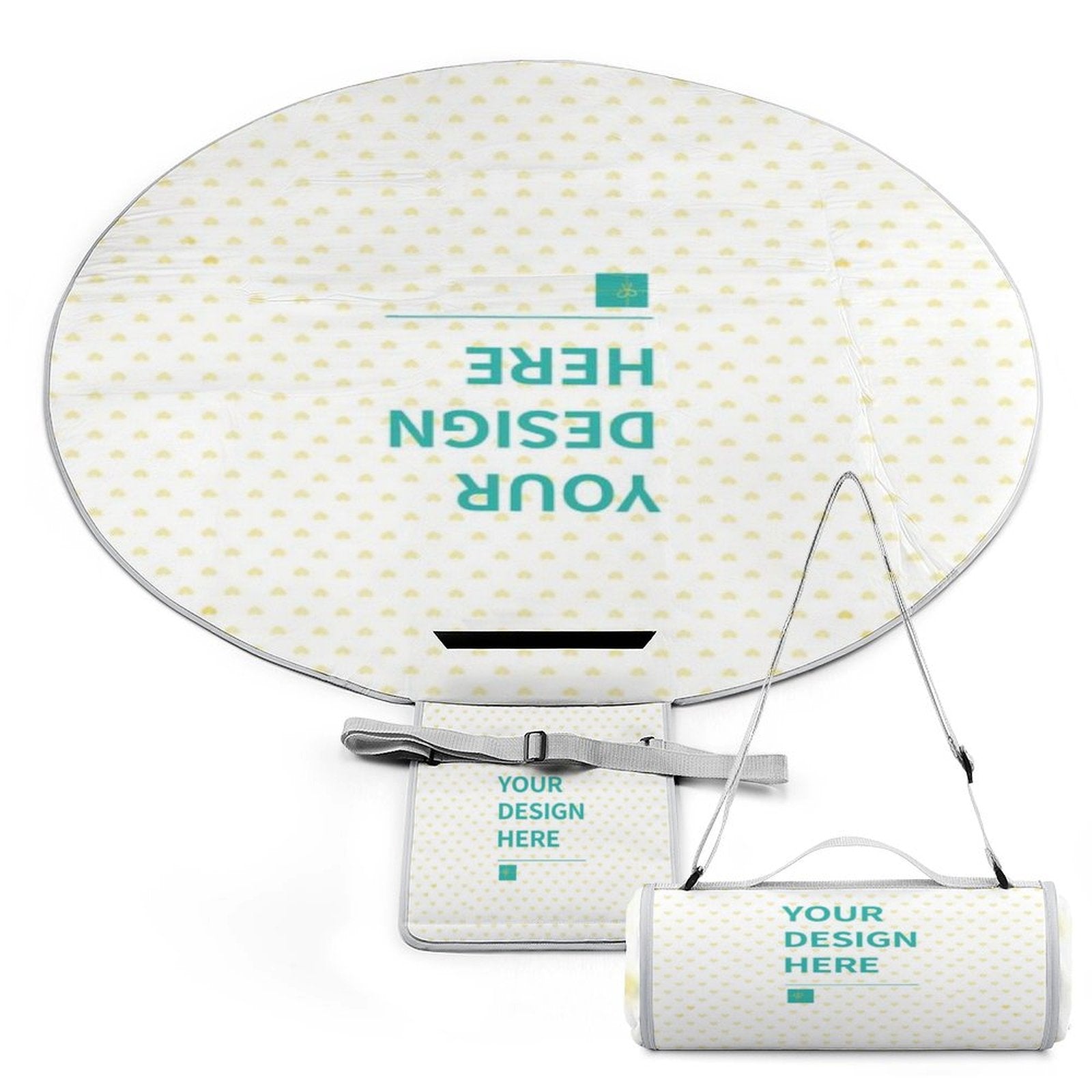 Waterproof foldable picnic mat with customizable design, ideal for outdoor activities and family picnics.