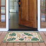 Desert-themed entrance door mat with tropical leaf patterns, indoor or outdoor use