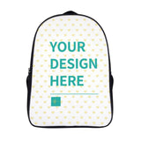 Customizable laptop backpack for women and men with 'YOUR DESIGN HERE' text.
