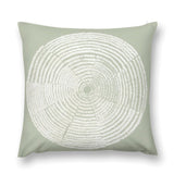 Luxury Soft Fluffy Pillow Cover with Tree Ring Design - Light Green. Cozy and decorative for sofa or couch