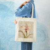 Orchid canvas tote bag, cotton shopping bag with Wild Apple art, perfect for shopping, eco-friendly, made in USA