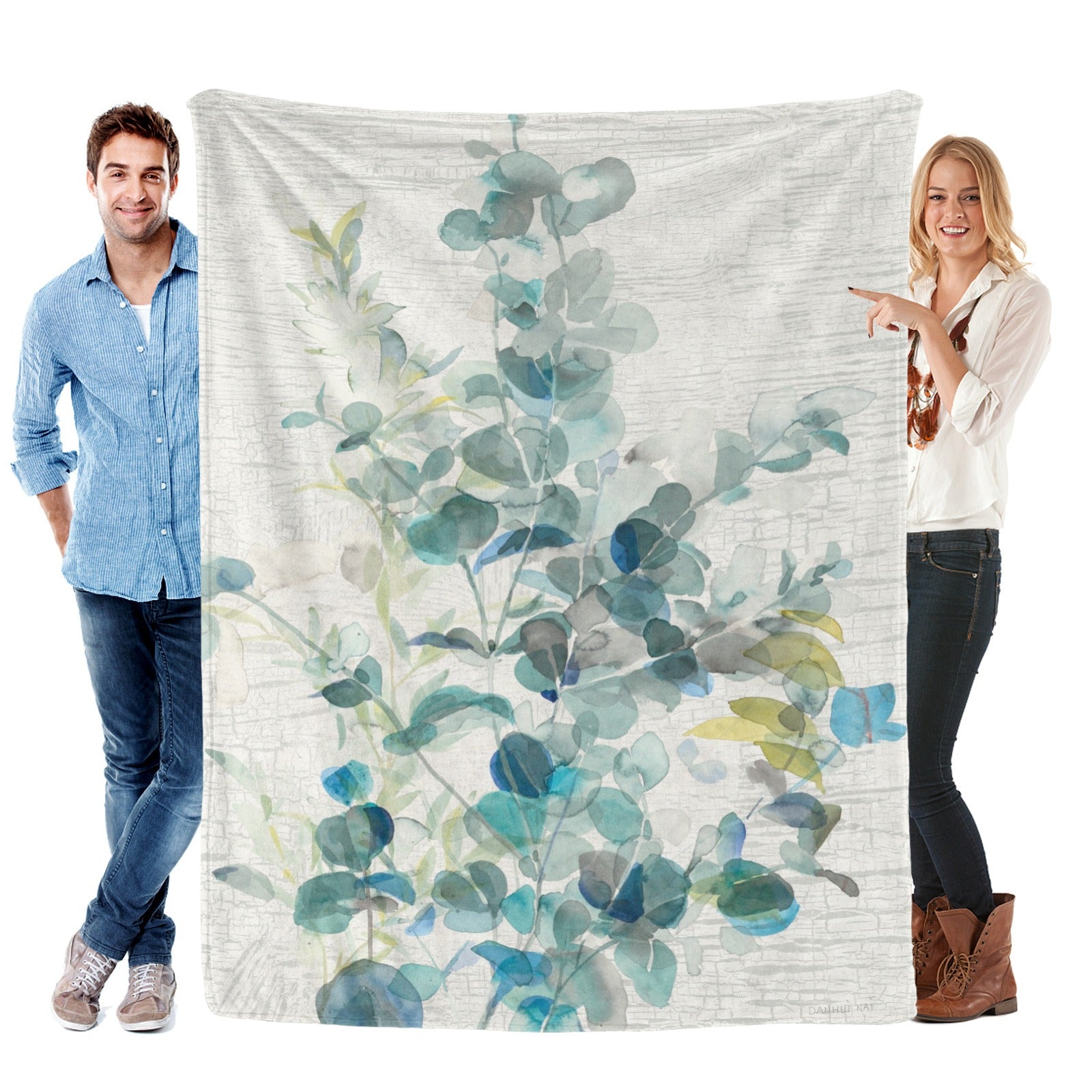 Eucalyptus IV vintage flannel blanket, soft and cozy, perfect for home decor and gifting.