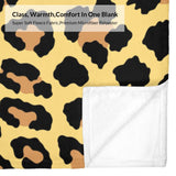 Animal skin leopard print flannel blanket, soft fleece material, perfect for warmth and comfort.