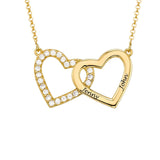 MyArtsyGift - Custom Plated Necklaces for Lover Personalized Interlocking Double Heart Diamond Necklace