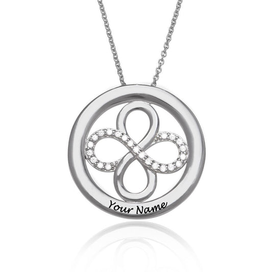 Personalized Infinite Circular Necklace Pendant in Silver, Custom Engraving 'Your Name' - MyArtsyGift