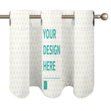 Customizable curtain valance with heart pattern and 'YOUR DESIGN HERE' text for kitchen, living or dining room windows