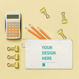 Customizable canvas coin purse with 'YOUR DESIGN HERE' text, perfect for storing coins, cards, and stationery.