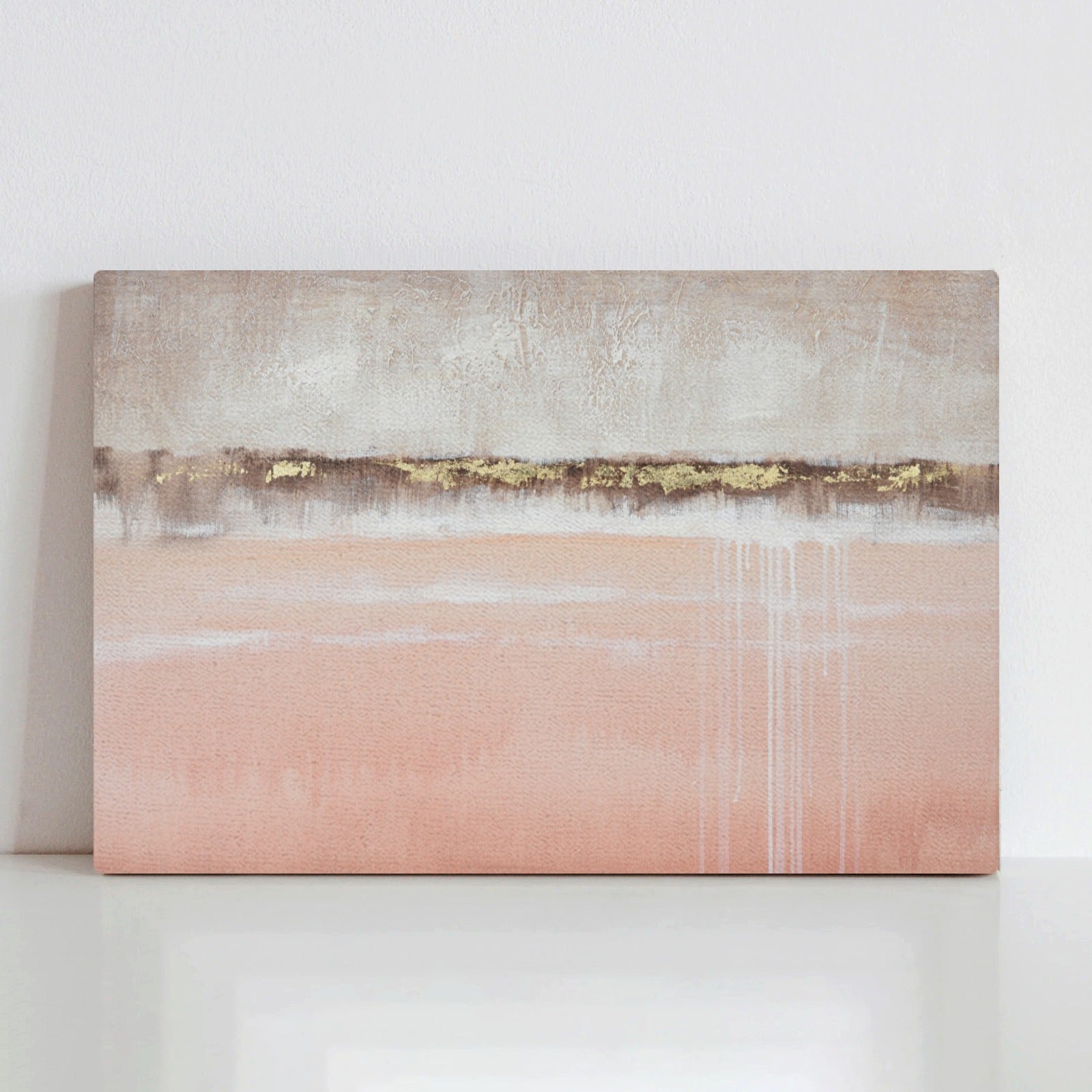 Pink and Gold Abstract Canvas Wall Art for Bedroom or Living Room Decor