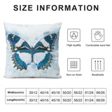 Butterfly pillow cover, blue watercolor design, soft plush, for sofa, couch, living room, various sizes