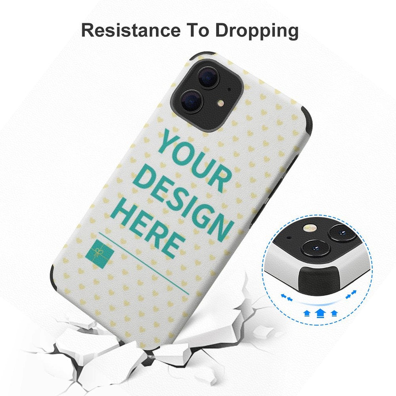 Customizable iPhone 12 case with your design, anti-scratch fiber skin cover, perfect gift