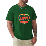 Green cotton men's crew neck t-shirt with 'I Love My Mom' design from MyArtsyGift, perfect gift