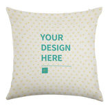 Customizable linen throw pillow case with 'YOUR DESIGN HERE', perfect for living rooms and personalized gifts.