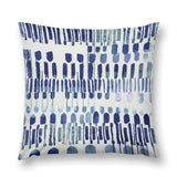Blue abstract watercolor pillow cover for sofa and couch. Soft, fluffy, and decorative for living room.
