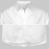 White custom men's short sleeve button down shirt, soft polyester, perfect for personalization on MyArtsyGift