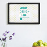 Personalized canvas print with black frame, featuring 'YOUR DESIGN HERE' for custom photos, wall art gift.