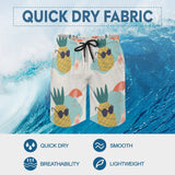 Men's Hawaiian swim trunks with pineapple print, quick-dry fabric, perfect beach gift for boyfriend - Wild Apple.