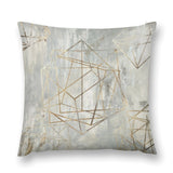 Abstract gold geometric design plush pillow cover for sofa, soft and fluffy, living room decor.
