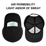 Black custom baseball cap, personalized design area, polyester fabric, breathable and sweat absorbent for men and women.