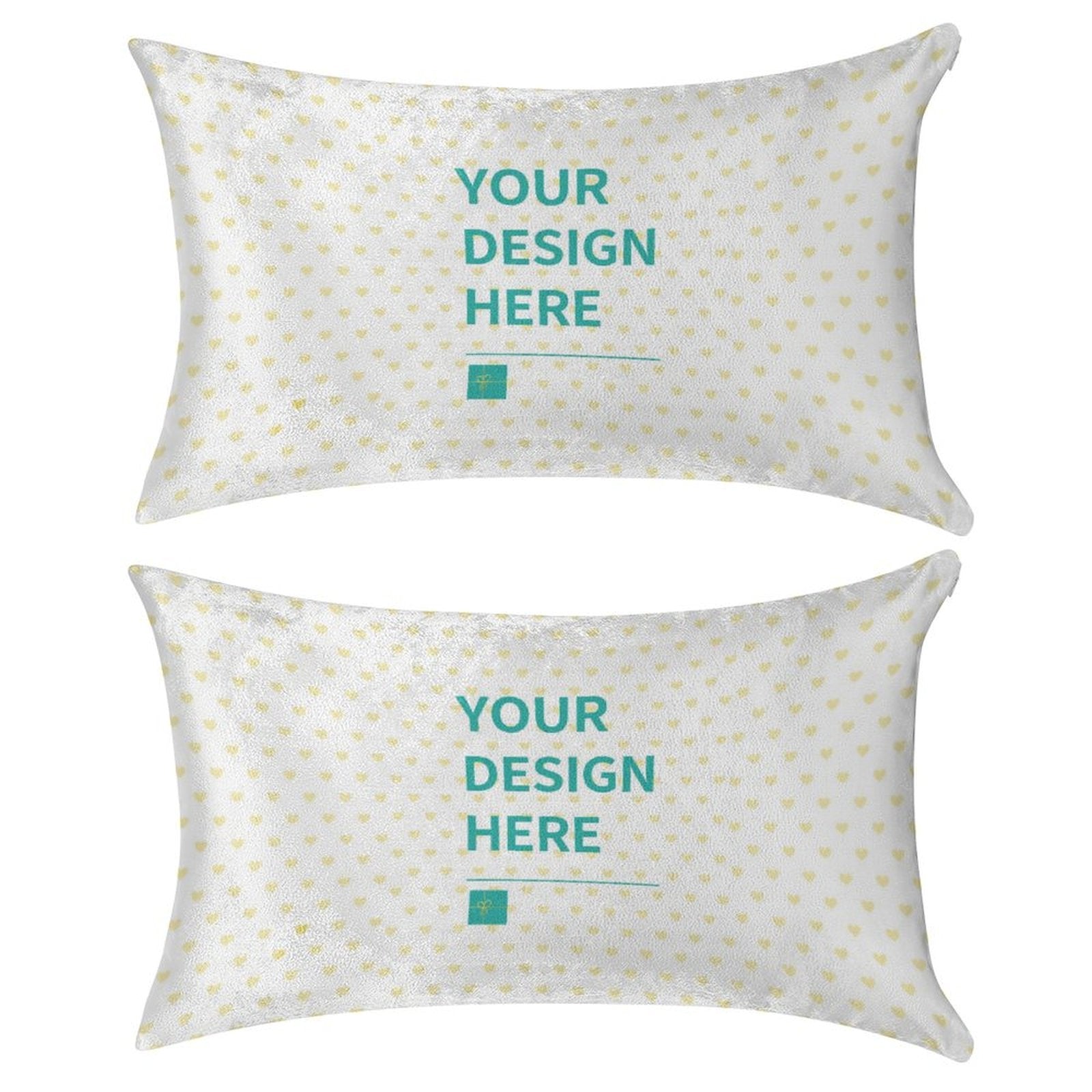 Custom golden velvet throw pillow cases, personalized with your design, set of 2, made in USA