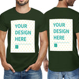 MyArtsyGift custom men's double-sided t-shirt with 'YOUR DESIGN HERE' print, cotton fabric, dark green color
