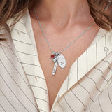 Personalized silver name necklace, engraved with My Baby Girl, Anne and date, a custom gift for women