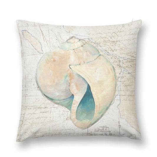 Plush Throw Pillow Cover with a seashell design. Soft, fluffy and perfect for the living room or bedroom decor.