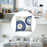 Abstract blue and gold plush throw pillow cover, soft and fluffy for sofa decor, part of MyArtsyGift collection.