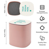 Customizable pink ABS jewelry box with rotatable design and multiple compartments; Your design here.