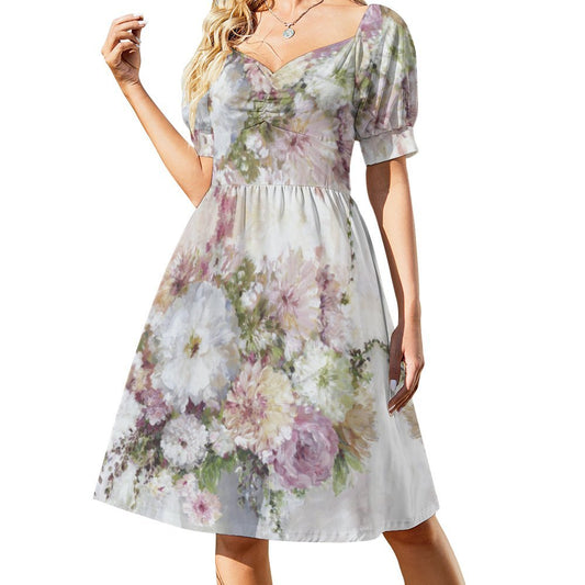 Women's Summer Dress with Floral Print, short sleeve, casual mini dress