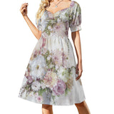 Women's Summer Dress with Floral Print, short sleeve, casual mini dress