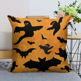 Halloween linen throw pillow case set of 2 with bats and ghosts design, perfect for living room decor