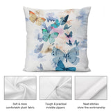 Soft, plush butterfly pillow cover for sofa or couch. Watercolor design, featuring soft fabric, and invisible zipper.