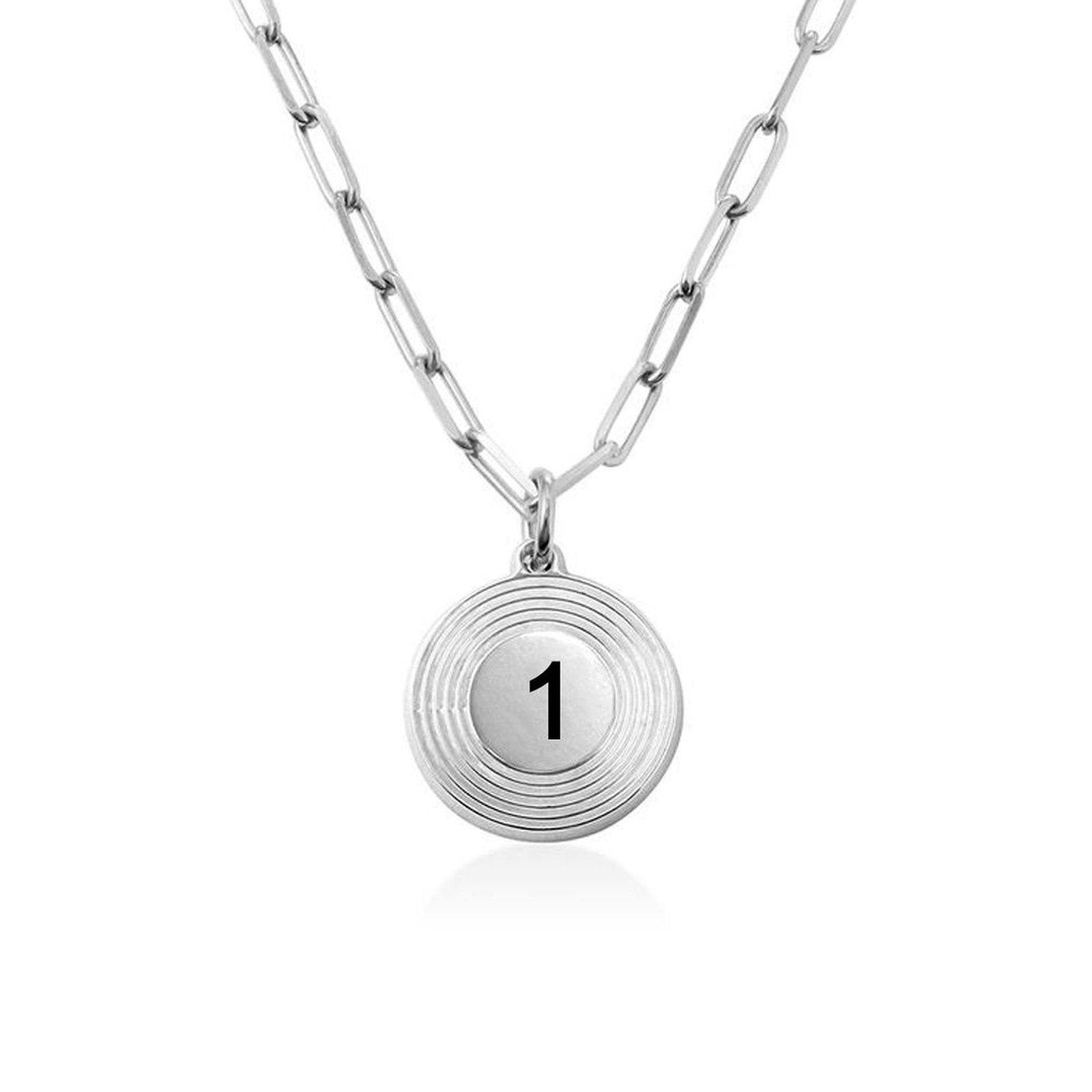 Silver number 1 pendant necklace for women and men, custom initial tag necklace, dainty jewelry