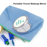 Customizable travel makeup mirror with silver frame, personalized gift for women