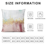 Abstract art plush pillow cover for sofa, couch, living room with size information; soft, breathable.