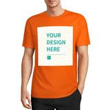 Orange custom t-shirt for men and women with 'YOUR DESIGN HERE' design. Comfortable cotton tee from MyArtsyGift.