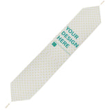 Customizable table runner with "YOUR DESIGN HERE" design, perfect for parties and weddings. Short plush.