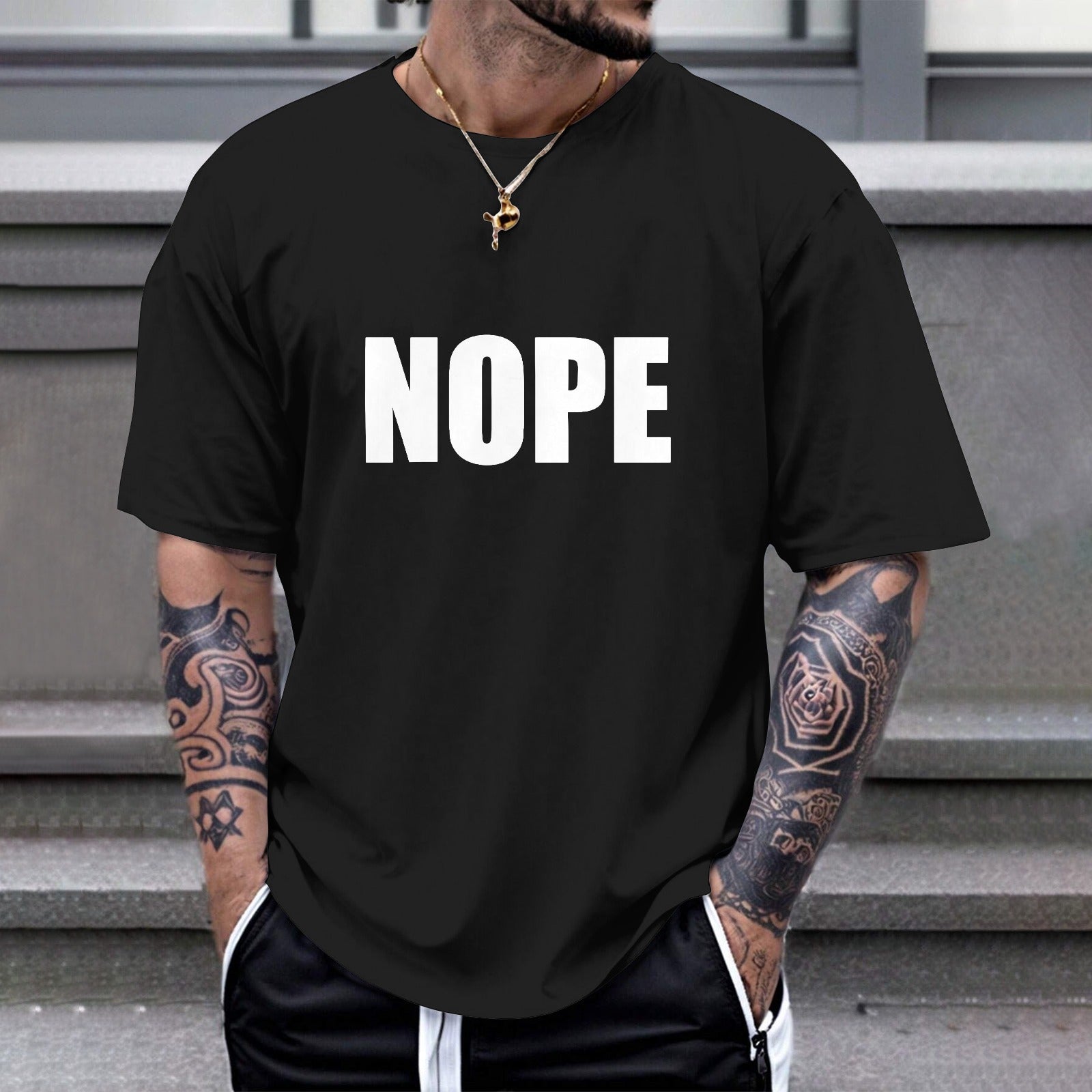 Black Gildan unisex "NOPE" t-shirt, comfortable cotton tee, available at MyArtsyGift.com