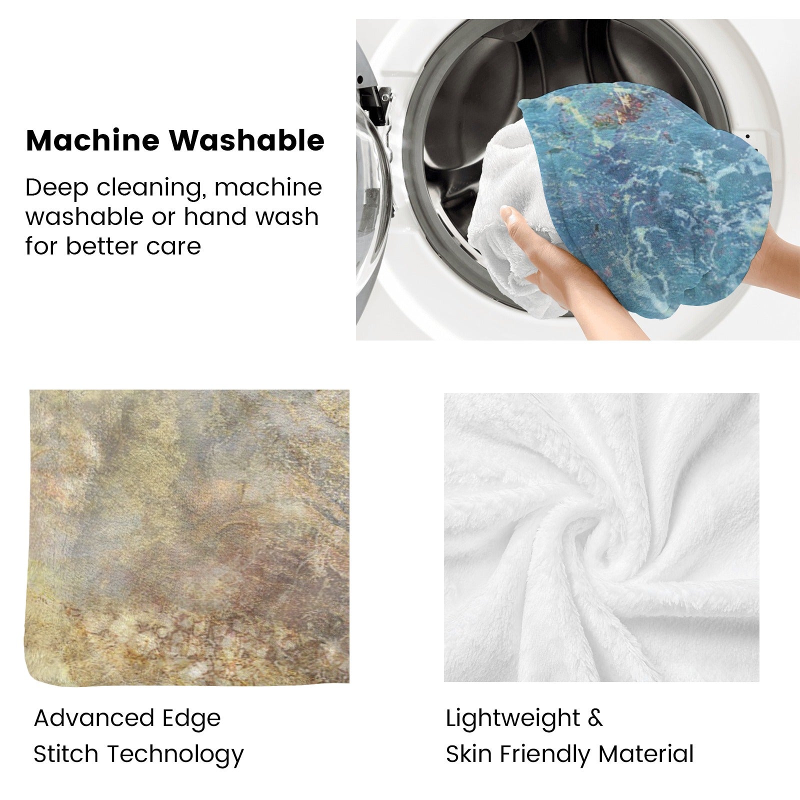 Blue ocean beach flannel blanket, machine washable, soft and skin-friendly material, perfect for sofa and bed