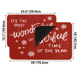 Red rubber doormat with "Wonderful Time of the Year" message for front door decor