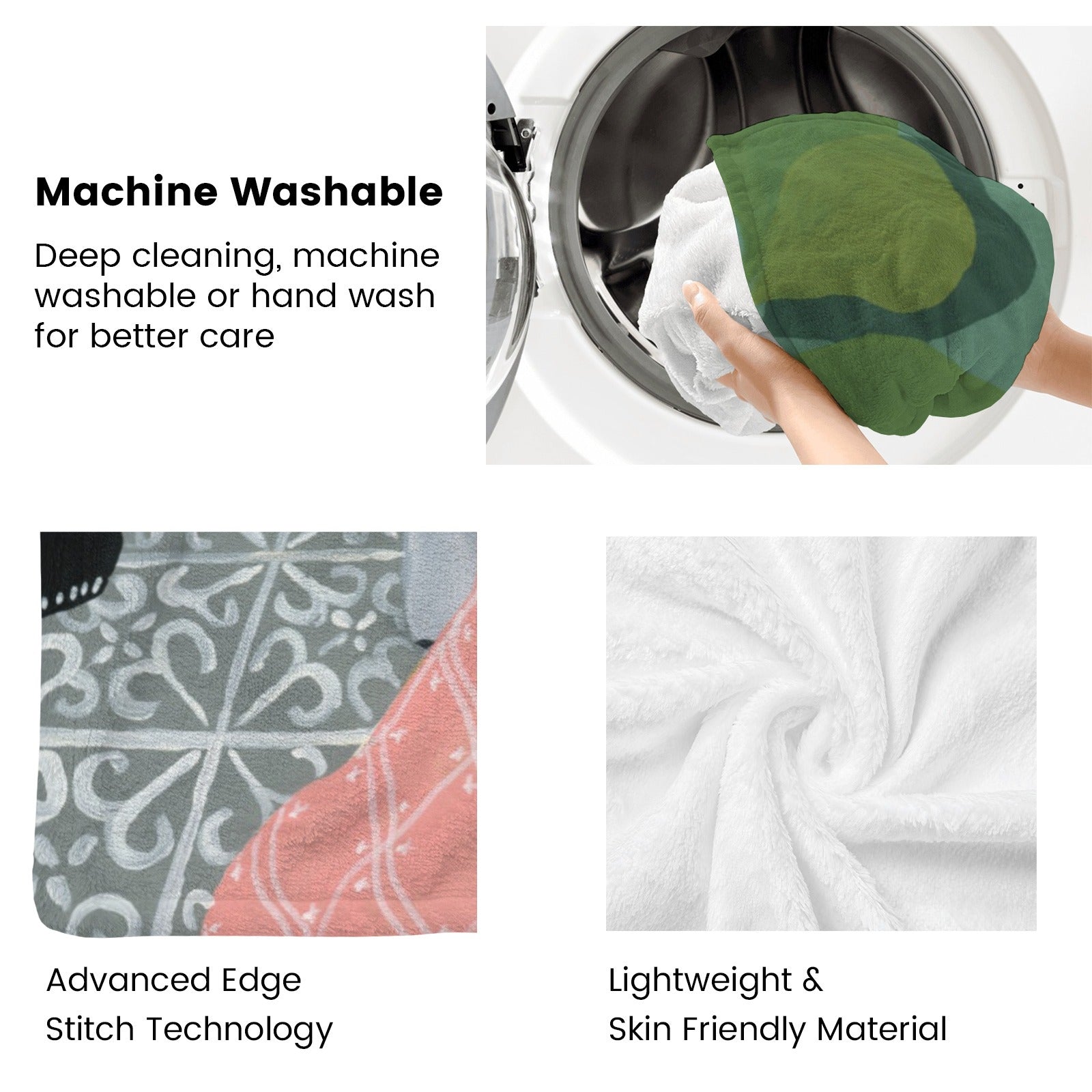 Laundry Cats Flannel Blanket: Machine washable, soft polyester, lightweight, skin-friendly, cat design for sofa or bed