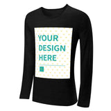 Men's custom black long sleeve t-shirt, "YOUR DESIGN HERE" design, perfect personalized gift at MyArtsyGift.com