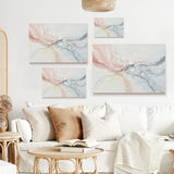 Pink Abstract Canvas Wall Art Set in Living Room Decor, Blush Pink and Gray Artwork, Made In USA