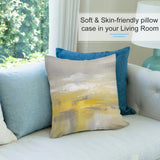 Abstract art pillow cover, soft plush material for sofa or couch. Home decor with yellow and grey design. MyArtsyGift