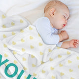 Cozy fleece blanket with heart pattern, perfect for baby. Soft and warm for bed or travel, from MyArtsyGift.