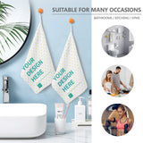 Custom hand towels with 'YOUR DESIGN HERE' design for bathroom, kitchen, spa and gym, superfine fiber.